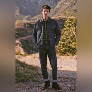 Joe’s The Diego Tapered Crop Denim Pleated Trousers Traveler Dark Indigo 36x28